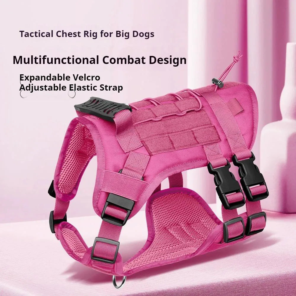 Multifunctional Tactical Dog Harness with MOLLE System, Heavy Duty Abrasion & Bite Resistant for Training & Adventure