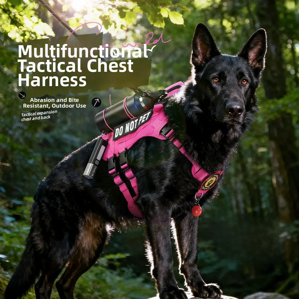 Multifunctional Tactical Dog Harness with MOLLE System, Heavy Duty Abrasion & Bite Resistant for Training & Adventure