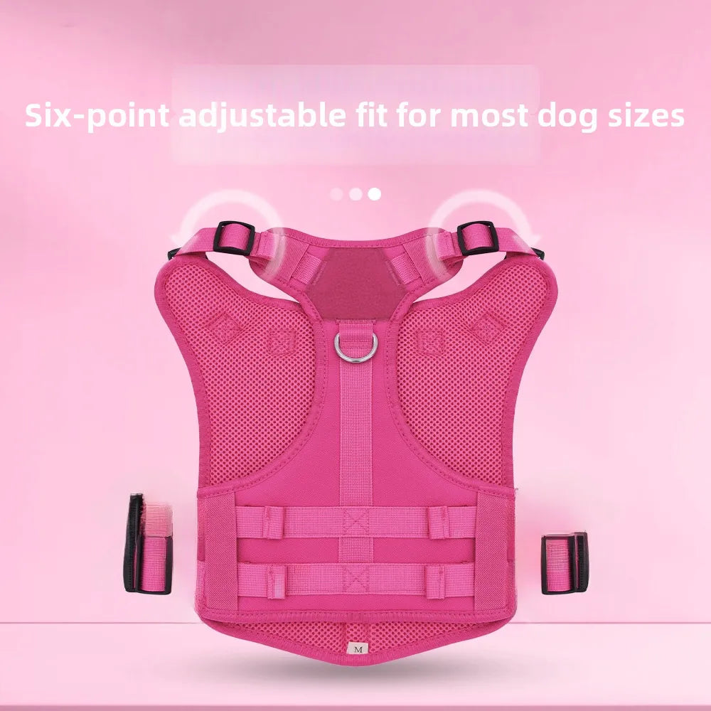 Multifunctional Tactical Dog Harness with MOLLE System, Heavy Duty Abrasion & Bite Resistant for Training & Adventure