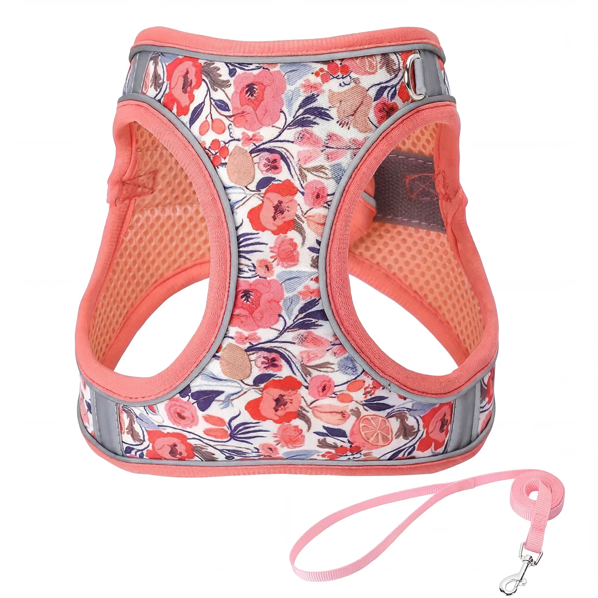 Escape Proof Cat Harness and Leash Set - Adjustable Soft Mesh Floral Vest with Reflective Strips, Breathable No-Choke Step-in Walking Harness for Small Cats Kittens, Purple