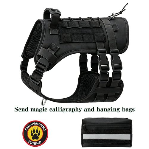 Multifunctional Tactical Dog Harness with MOLLE System, Heavy Duty Abrasion & Bite Resistant for Training & Adventure